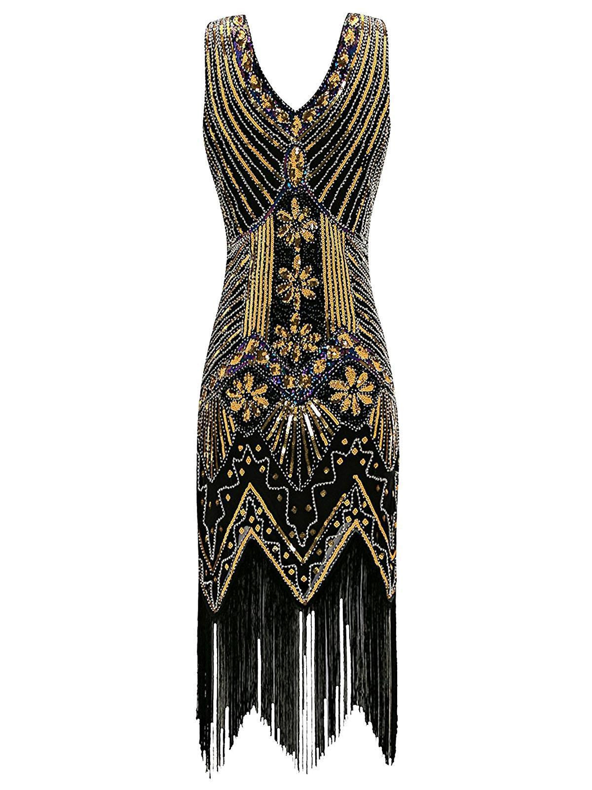 Gold 1920s Sequined Flapper Dress
