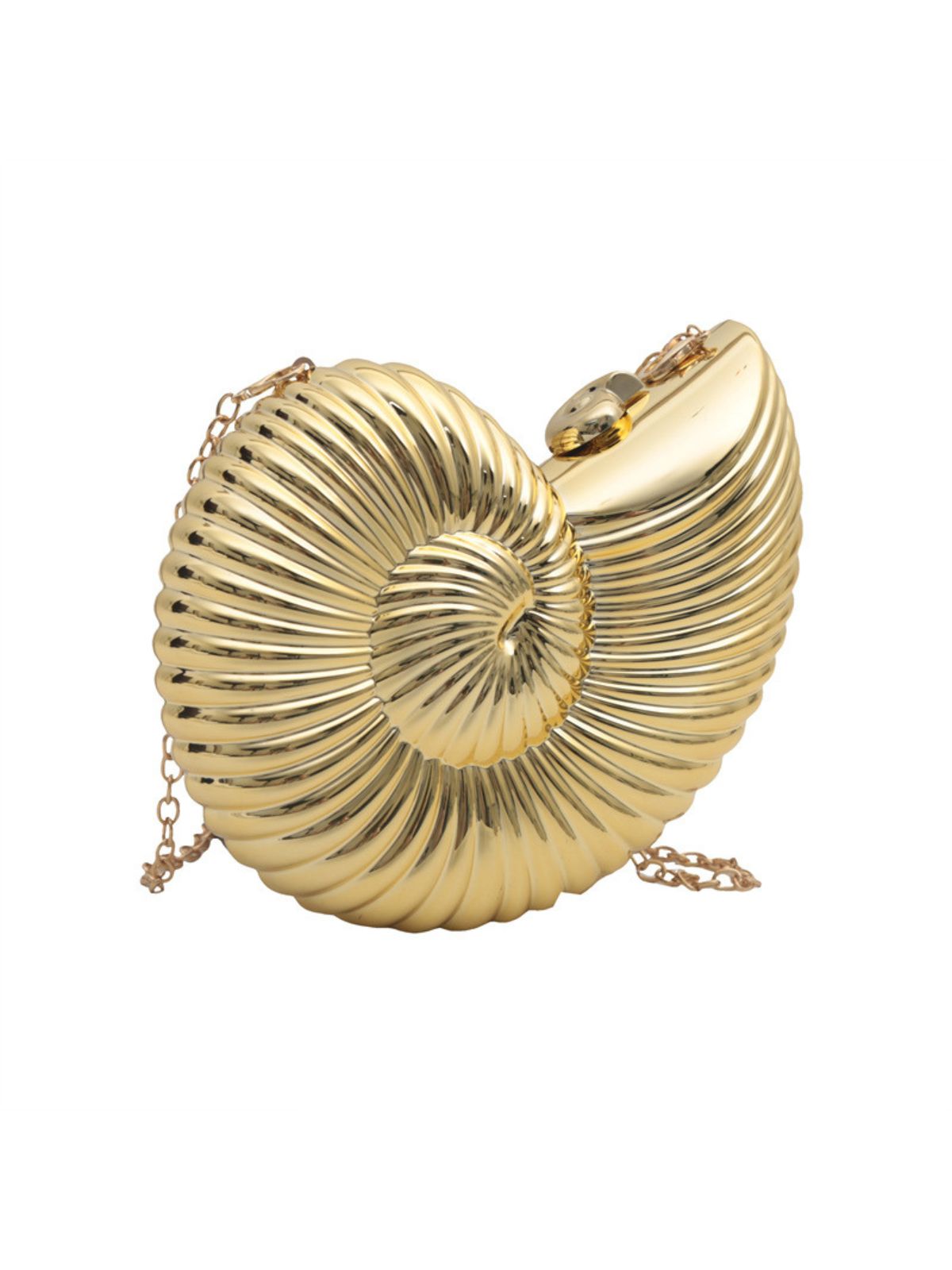 Metallic Seashell Clutch Chain Bag