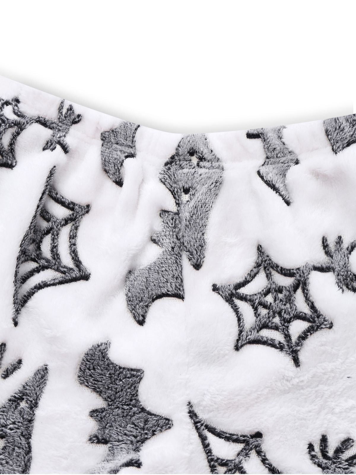 2PCS White 1970s Glowing Halloween Spider Flannel Pajama Set