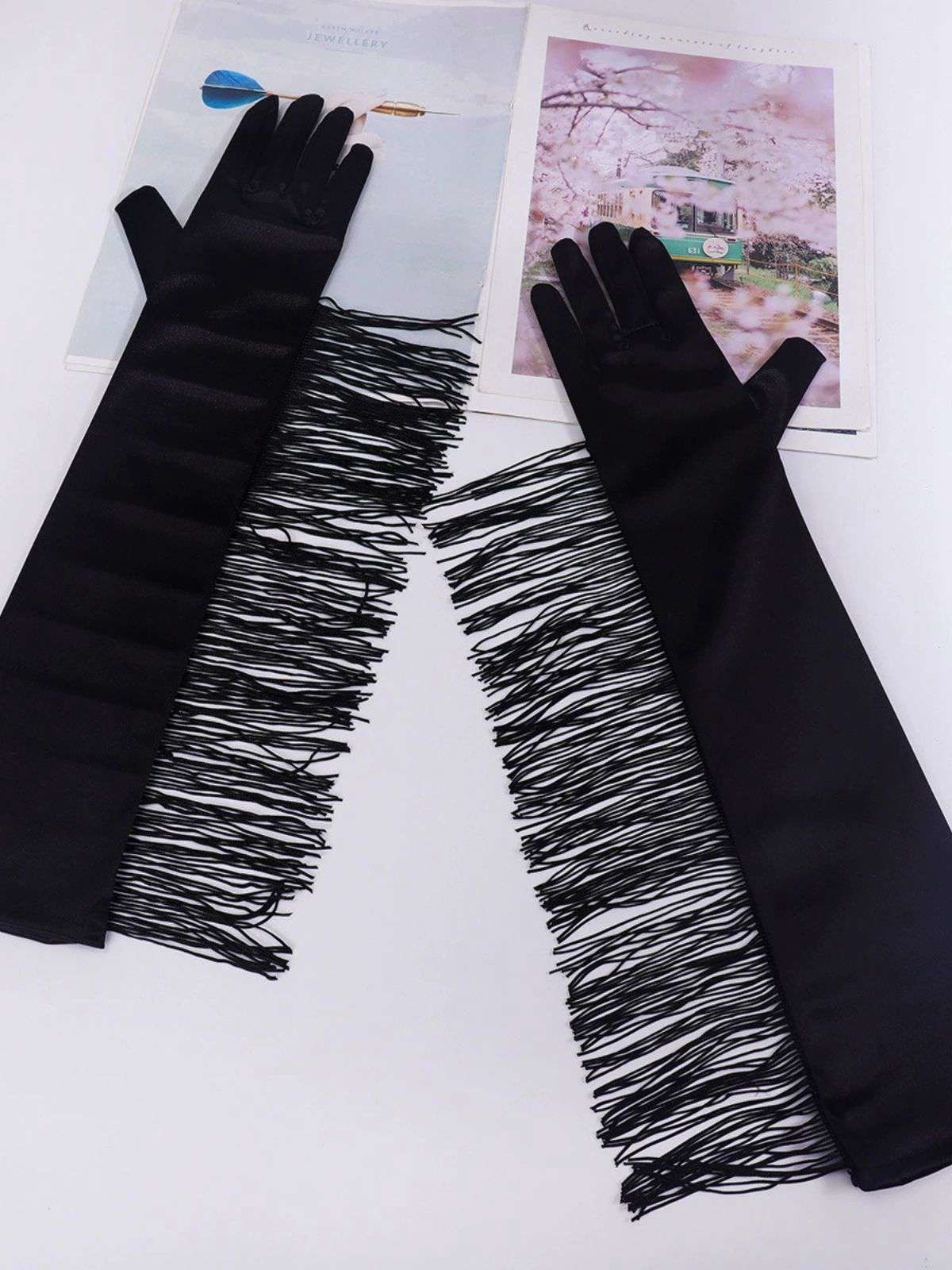 Vintage Fringe Opera & Party Long Gloves