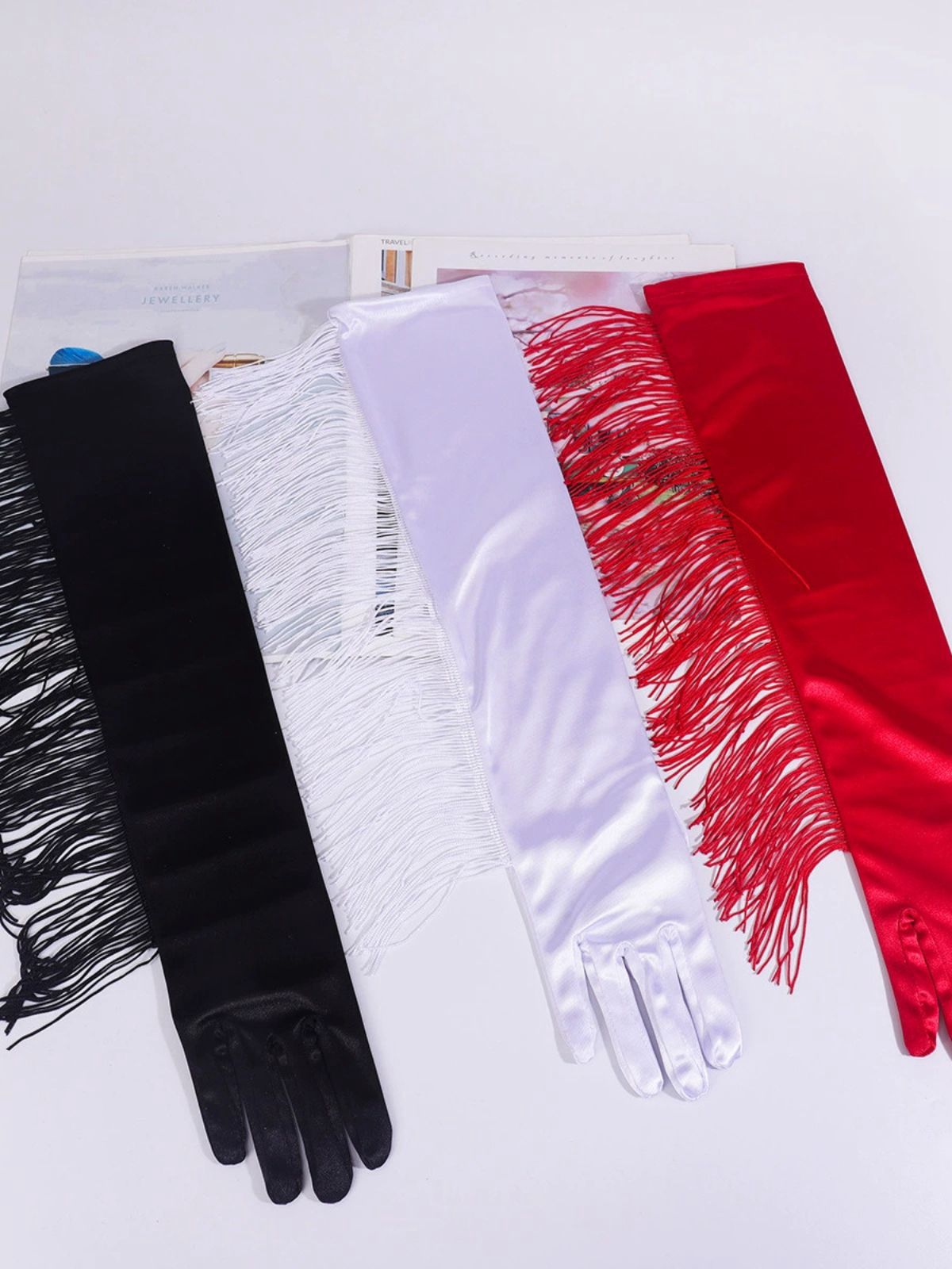 Vintage Fringe Opera & Party Long Gloves