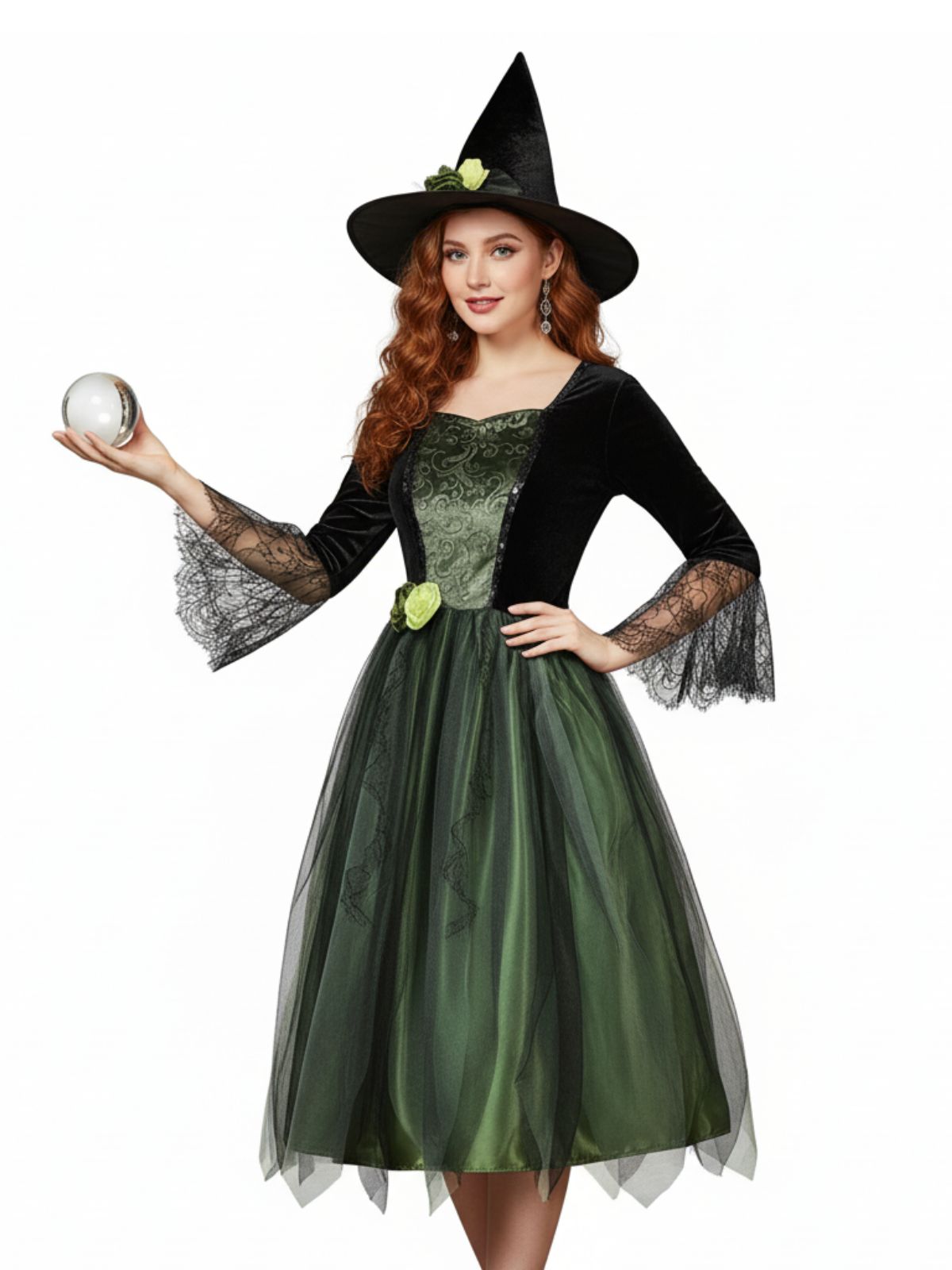 Green 1950s 3D Flower Wonderful Wizard Dress