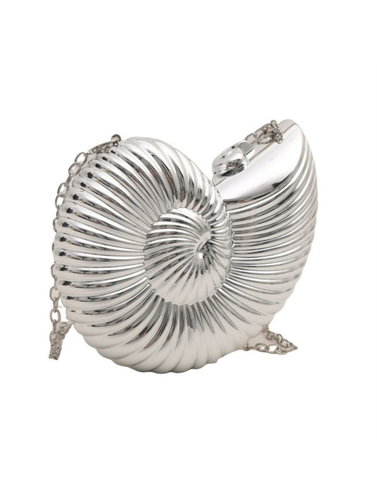 Metallic Seashell Clutch Chain Bag