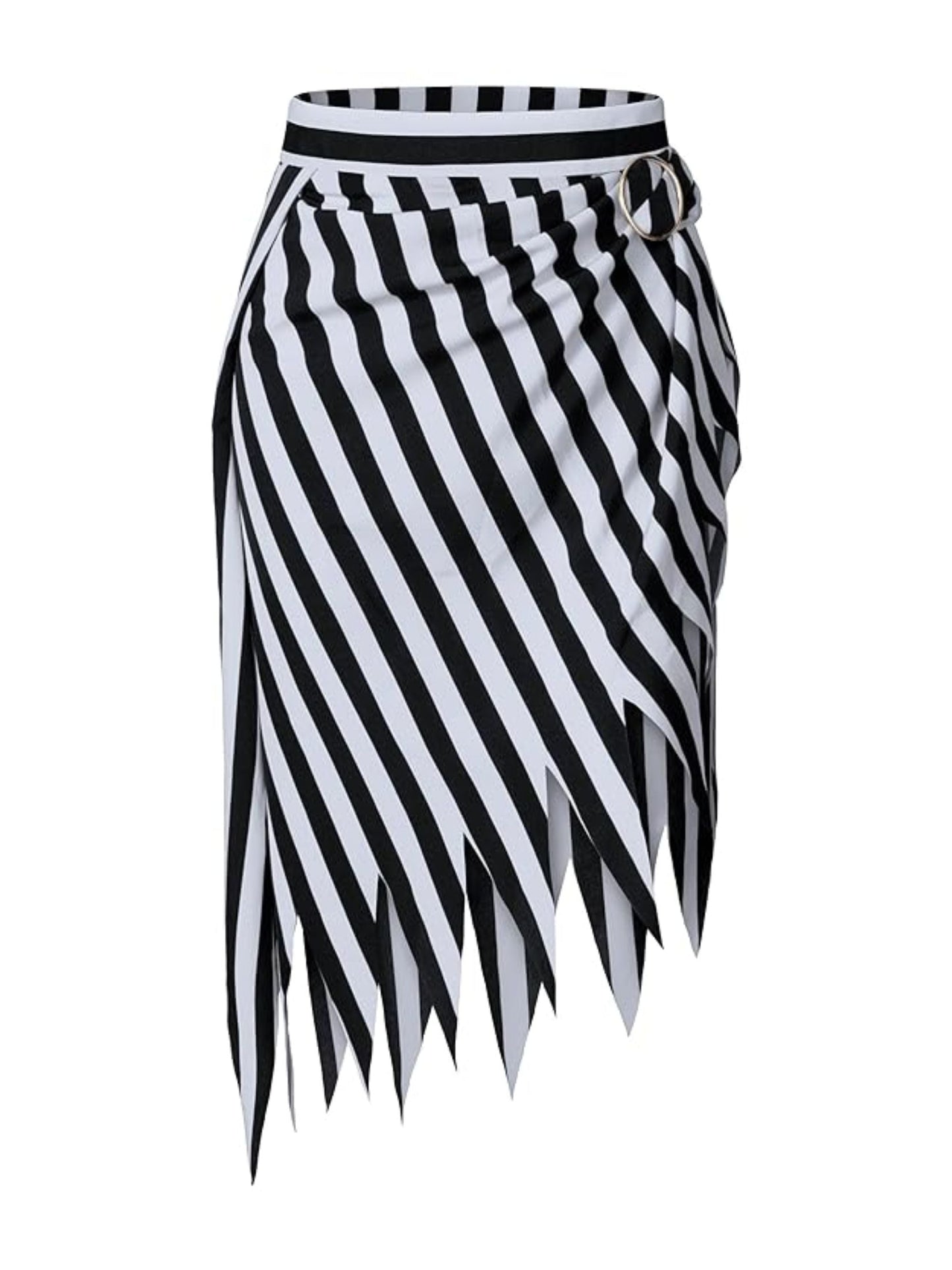 Black&White 1960s Striped Skirt With Headscarf