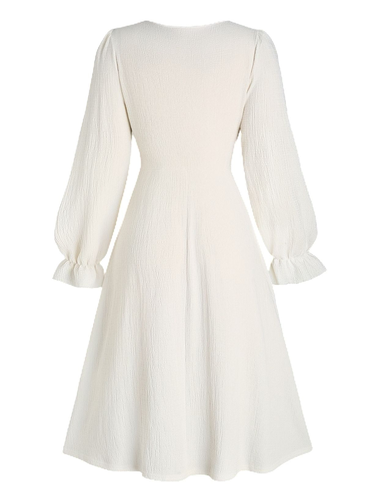 [Plus Size] Beige 1940s Floral Ruffle Sleeve Patchwork Dress