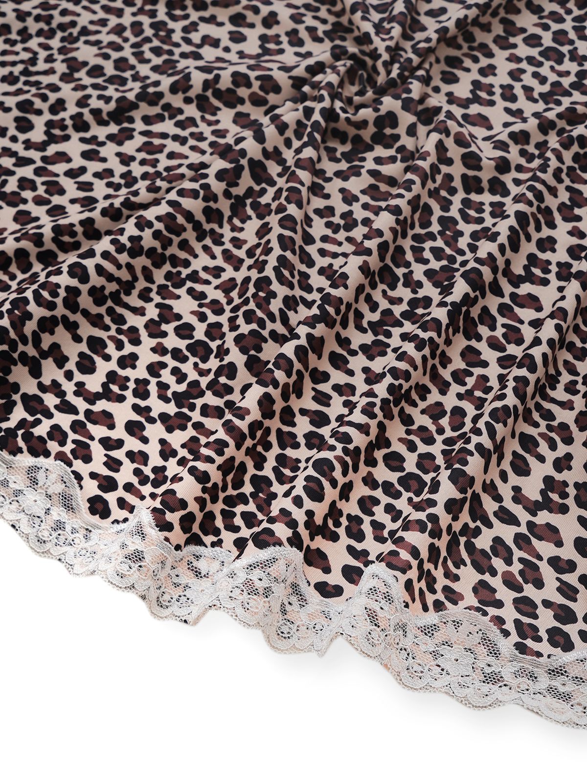 1960s Leopard Print Lace Trim Halter Nightgown