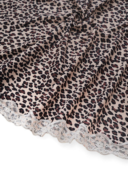 1960s Leopard Print Lace Trim Halter Nightgown