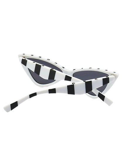 Classic Vintage Striped Cat Eye Sunglasses