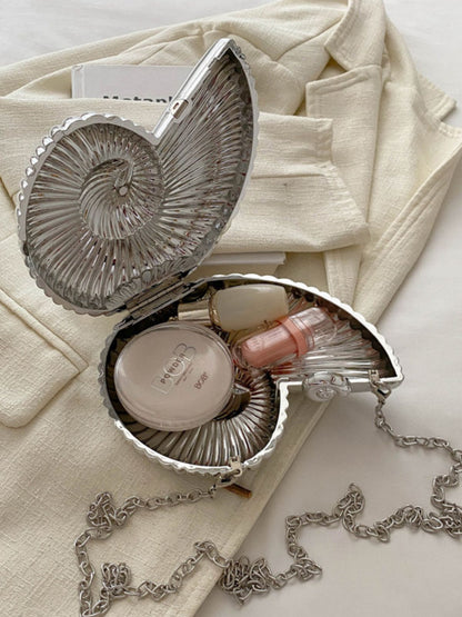 Metallic Seashell Clutch Chain Bag