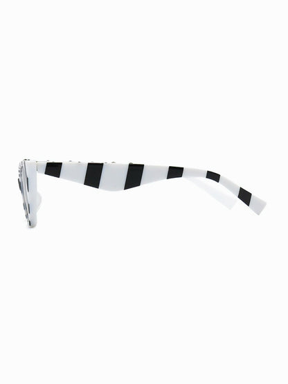 Classic Vintage Striped Cat Eye Sunglasses
