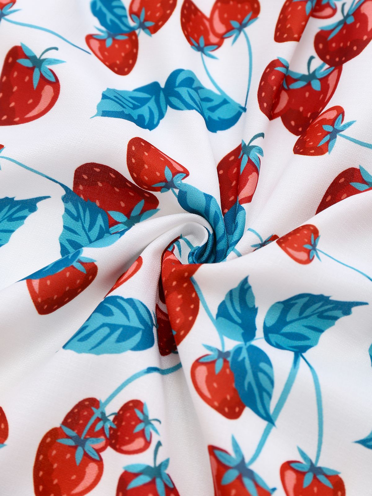 1950s Strawberry Square Neck Wide Strap Dress