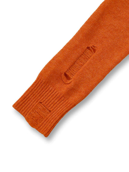 Orange 1970s Halloween Distressed Pumpkin Knit Hoodie Dress