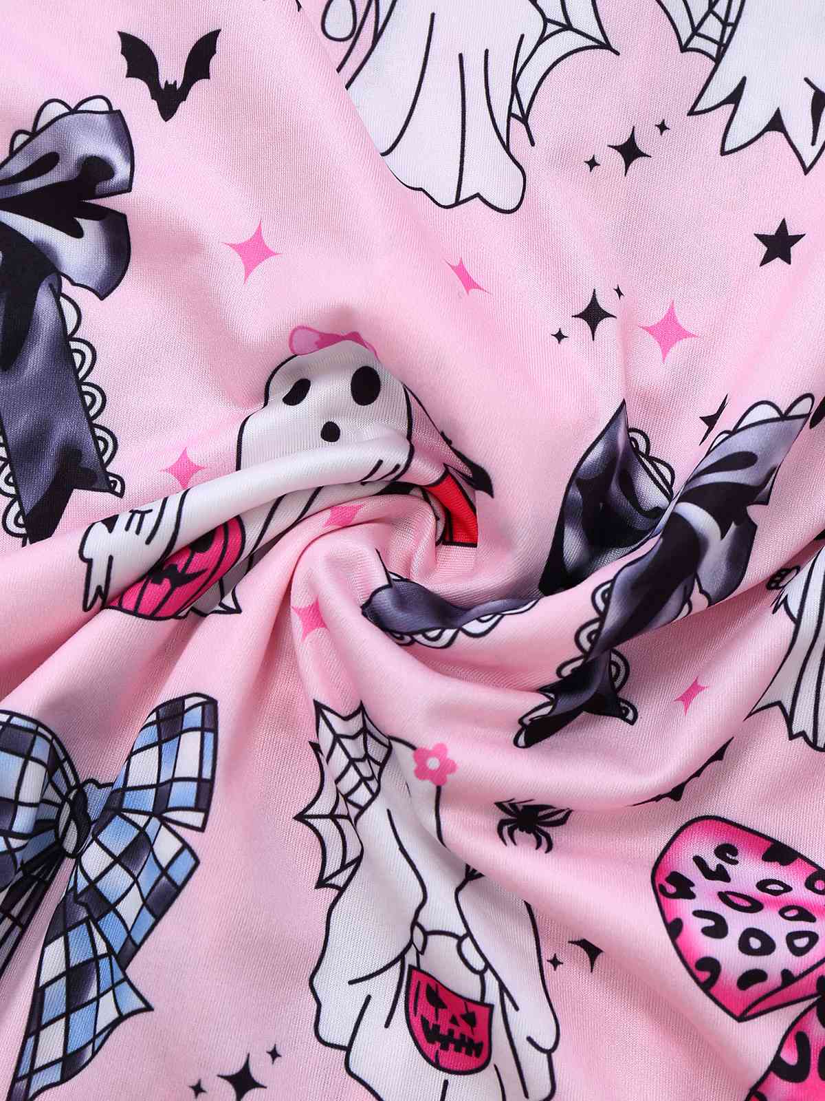 Dark Pink 1970s Halloween Boo Print Pajama Set