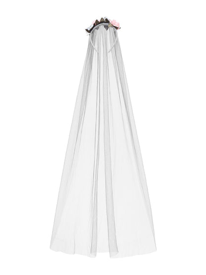 Grey 1930s Halloween Ghost Bride Mesh Dress