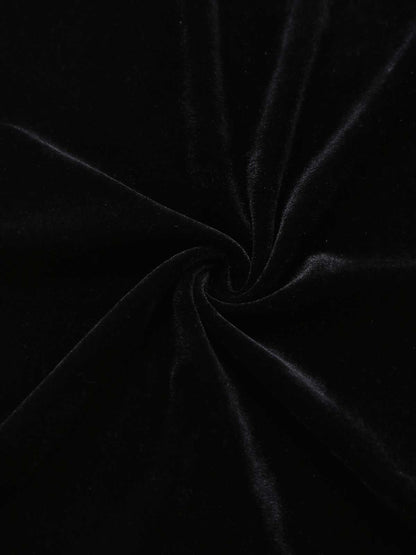 [Pre-Sale] Black 1960s Bat Neckline Velvet Slit Dress