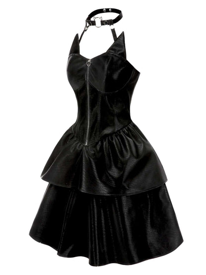 [Pre-Sale] Black 1950s Halloween Catwoman Leather Dress