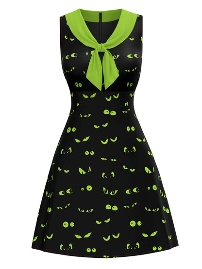 [Pre-Sale] Black & Green 1960s Halloween Demon Eyes Dress