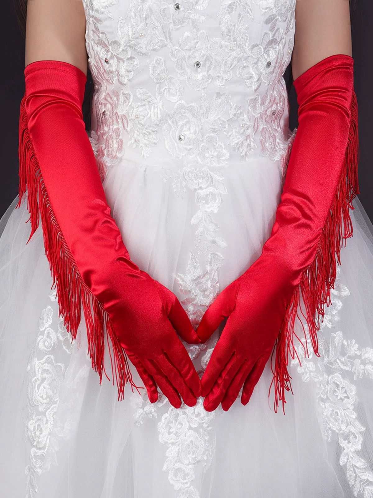 Vintage Fringe Opera & Party Long Gloves