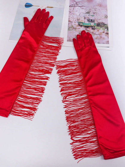 Vintage Fringe Opera & Party Long Gloves