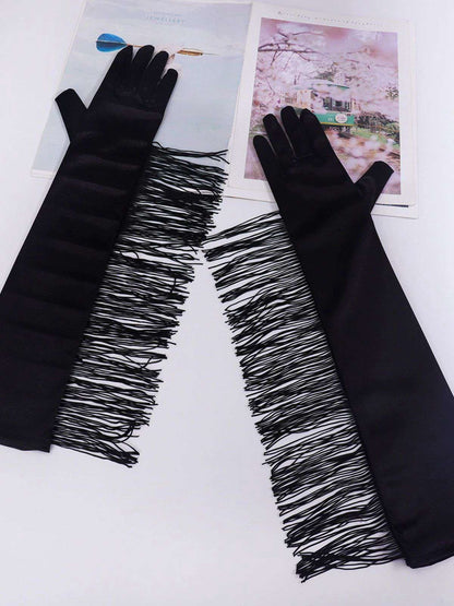 Vintage Fringe Opera & Party Long Gloves